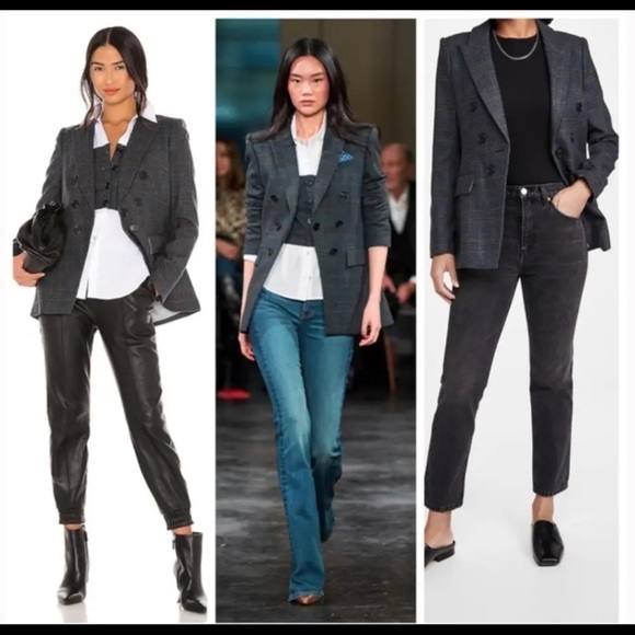 VERONICA BEARD Yareli Gray Wool Houndstooth Blazer Dickey Jacket Size 00 - Picture 3 of 15